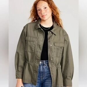 Old Navy Military Cinched-Waist Utility‎ Field Jacket Green Plus Size Womens 2X
